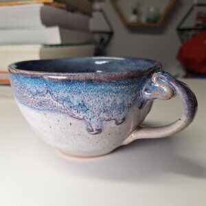 Handmade Drip Glaze Coffee Mug Cup Large 4.5 Inch 2006 Purple Blue Tea Cafe